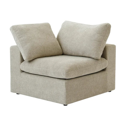 160.6 Modern Linen Sectional Sofa4-seater Modular Couch with Storage Ottoman for Living Room.