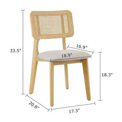 Art Leon Cane Backrest Leather Dining Chairs (Set of 2)