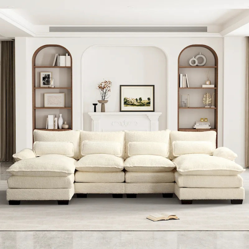 Ouyessir Large Chenille Fabric U-shaped Sectional Sofa with Cushions