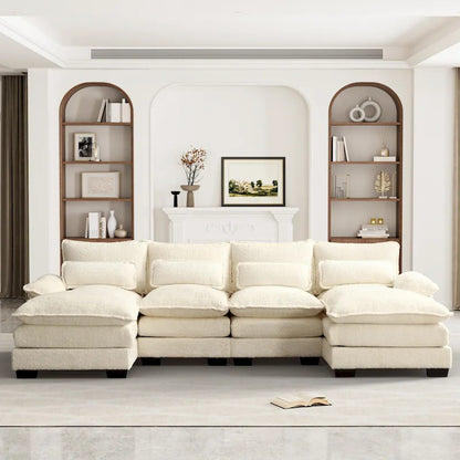 Ouyessir Large Chenille Fabric U-shaped Sectional Sofa with Cushions
