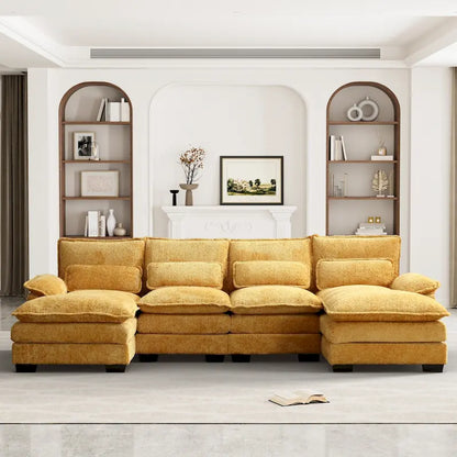 Ouyessir Large Chenille Fabric U-shaped Sectional Sofa with Cushions
