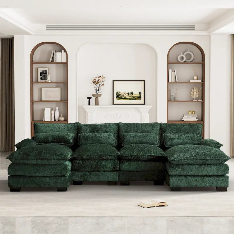 Ouyessir Large Chenille Fabric U-shaped Sectional Sofa with Cushions