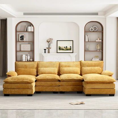 Ouyessir Large Chenille Fabric U-shaped Sectional Sofa with Cushions