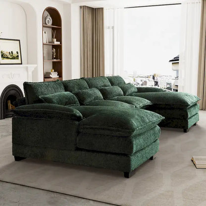 Ouyessir Large Chenille Fabric U-shaped Sectional Sofa with Cushions