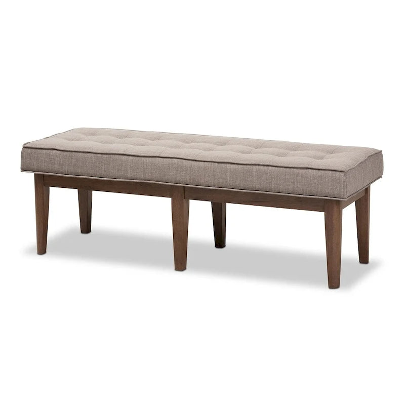 Mid-Century Fabric Button-Tufted Bench by Baxton Studio