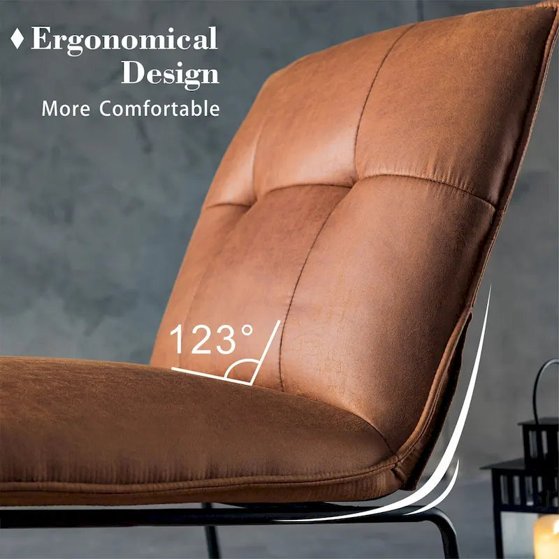 OVIOS Mid-Century Suede Fabric Armless Accent Chair