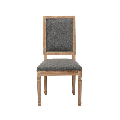 Porthos Home Mako Dining Chairs Set of 2, Rectangular Back, Linen Upholstery, Elm Wood Frame