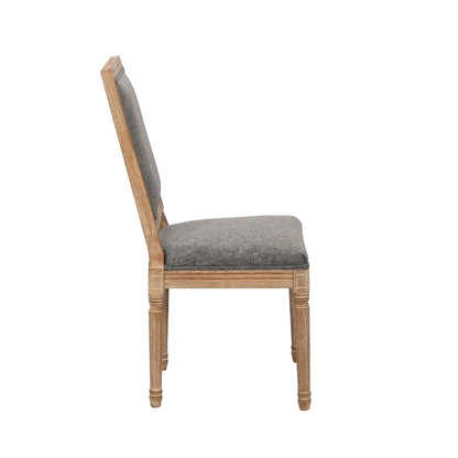 Porthos Home Mako Dining Chairs Set of 2, Rectangular Back, Linen Upholstery, Elm Wood Frame