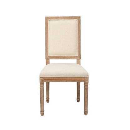 Porthos Home Mako Dining Chairs Set of 2, Rectangular Back, Linen Upholstery, Elm Wood Frame