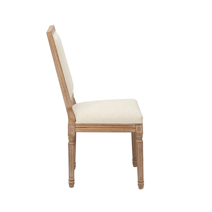 Porthos Home Mako Dining Chairs Set of 2, Rectangular Back, Linen Upholstery, Elm Wood Frame