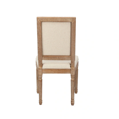 Porthos Home Mako Dining Chairs Set of 2, Rectangular Back, Linen Upholstery, Elm Wood Frame