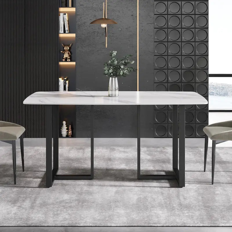 63 inch Modern White Rectangular Dining Table