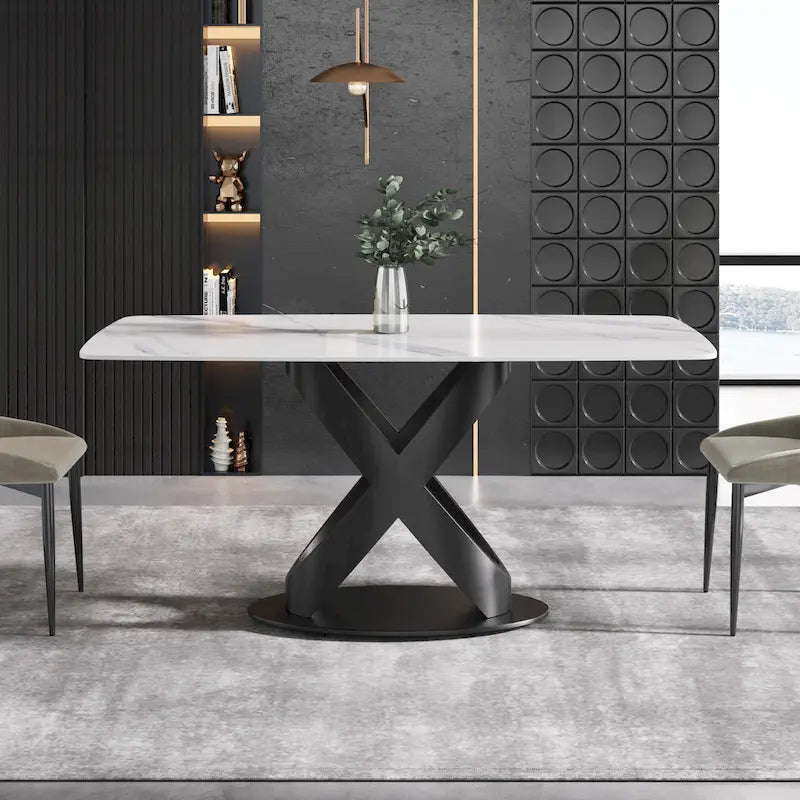 63 inch Modern White Rectangular Dining Table