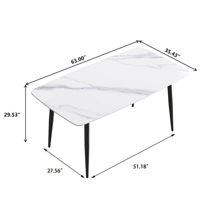 63 inch Modern White Rectangular Dining Table