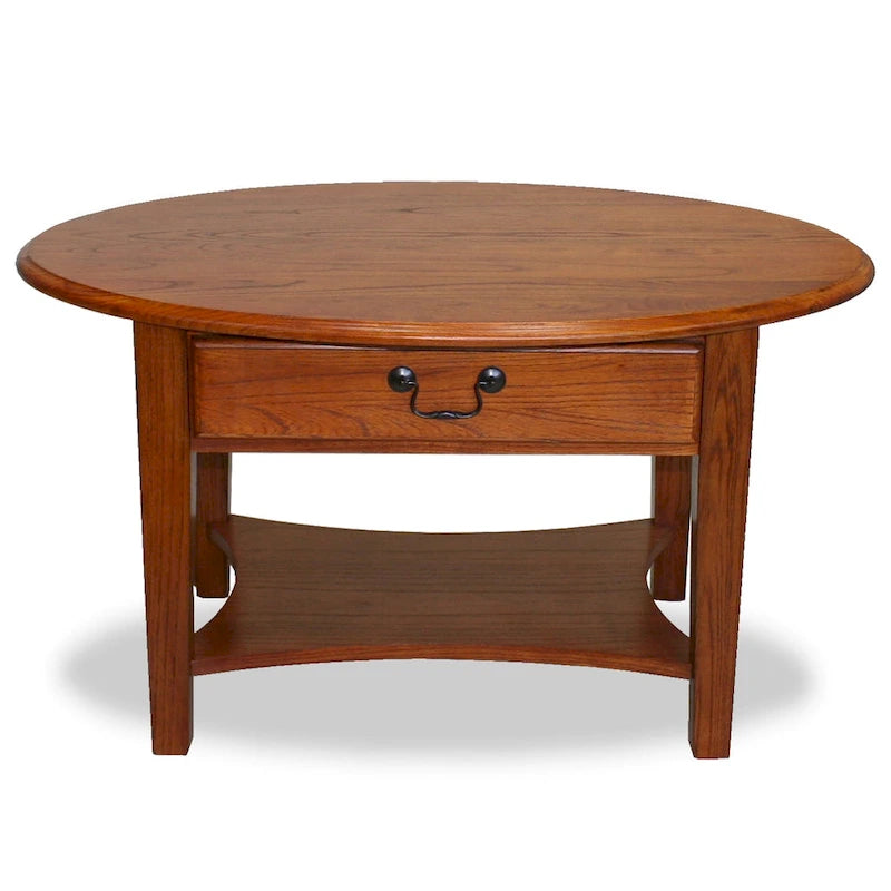 Leick Home One Drawer Oval Coffee Table with Shelf
