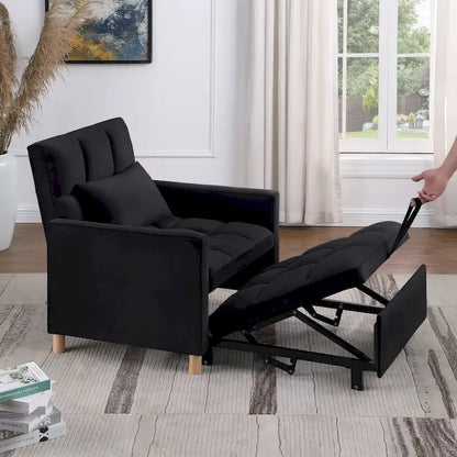 3-in-1 Convertible Sleeper Sofa Lounge Chair Bed, Black