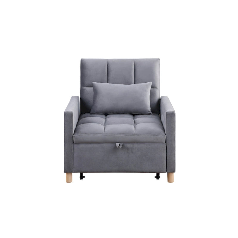3-in-1 Convertible Sleeper Sofa Lounge Chair Bed, Black
