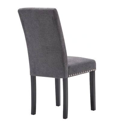 Fabric Upholstered Nailhead Trim Parsons Dining Chairs Terry Cloth Set of 2