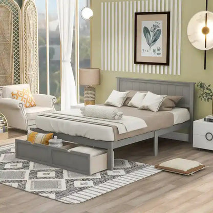 Modern Platform Bed with Under-bed Drawer