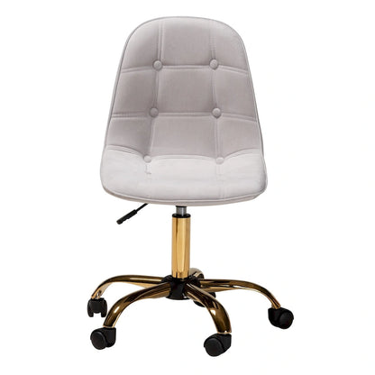 Kabira Contemporary Glam and Luxe Velvet Fabric and Gold Metal Swivel Office chair