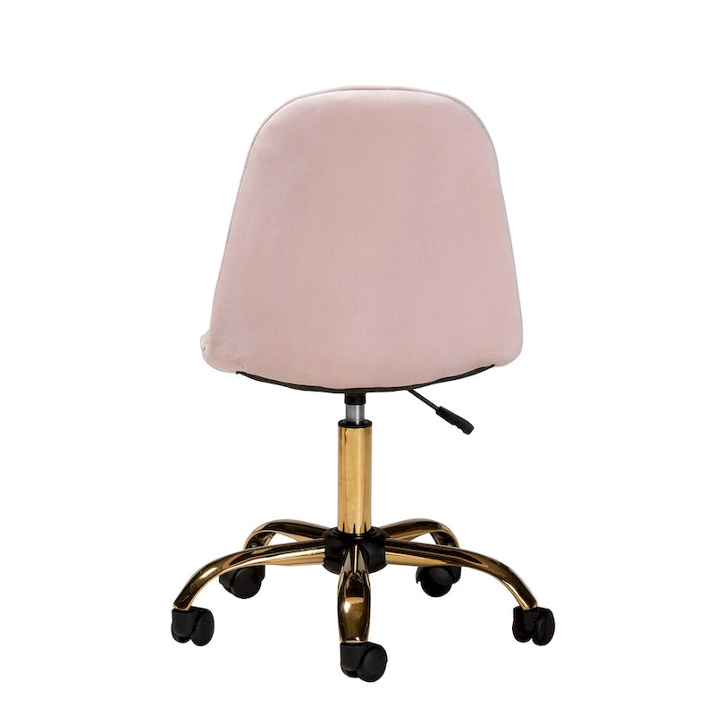Kabira Contemporary Glam and Luxe Velvet Fabric and Gold Metal Swivel Office chair