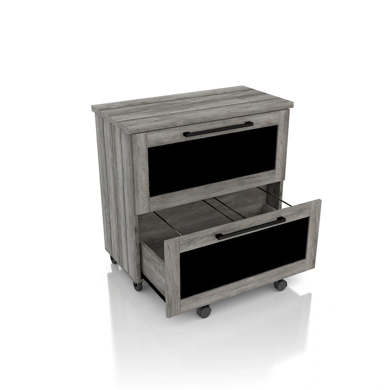 Brett Rustic Grey Oak 2-Drawer File Cabinet by Furniture of America