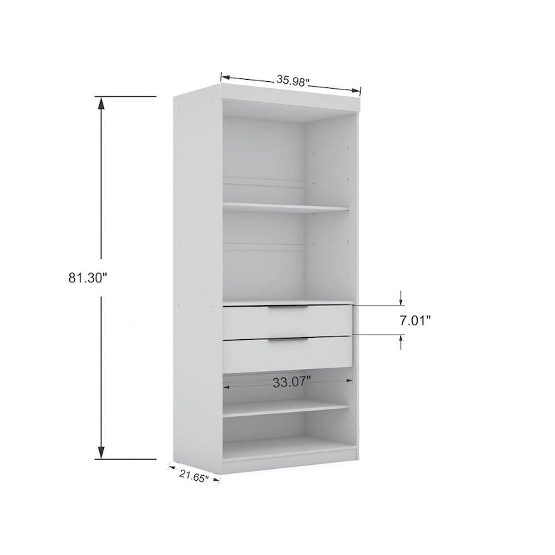 Mulberry 2 Sectional Modern Wardrobe Closet with 4 Drawers