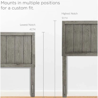 Widman Country Style Queen Size Grey Wooden Headboard