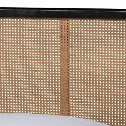 Elston Mid-Century Modern Synthetic Rattan Wood Platform Bed -Charcoal