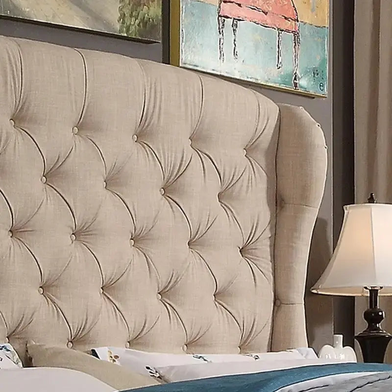 Moser Bay Furniture Feliciti Tufted with Wings Upholstery Headboard, Queen Size, Grey