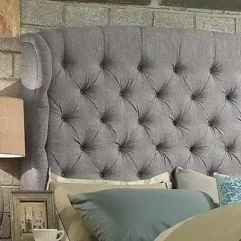 Moser Bay Furniture Feliciti Tufted with Wings Upholstery Headboard, Queen Size, Grey