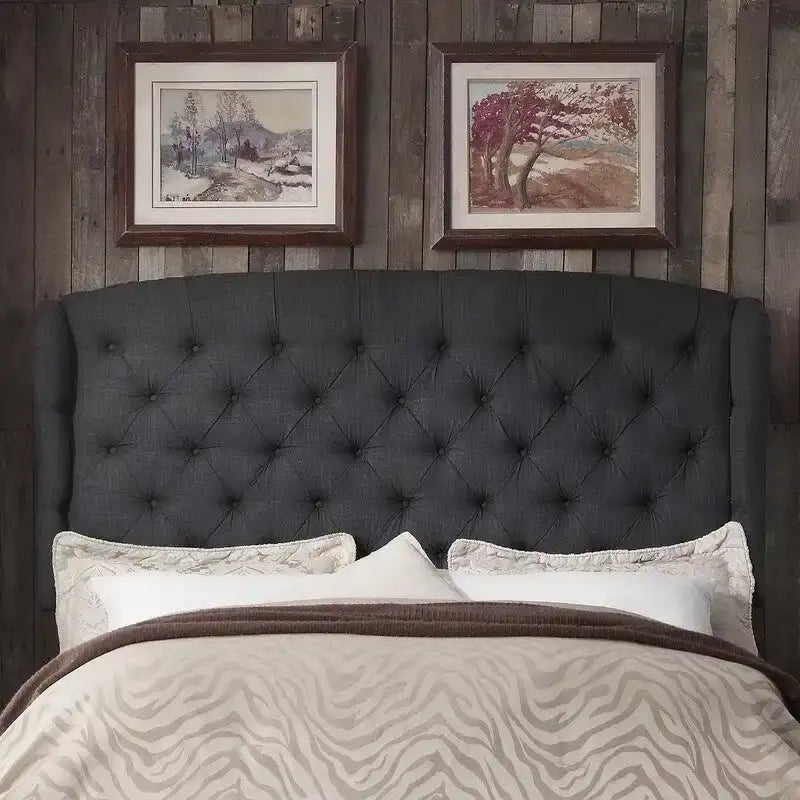Moser Bay Furniture Feliciti Tufted with Wings Upholstery Headboard, Queen Size, Grey
