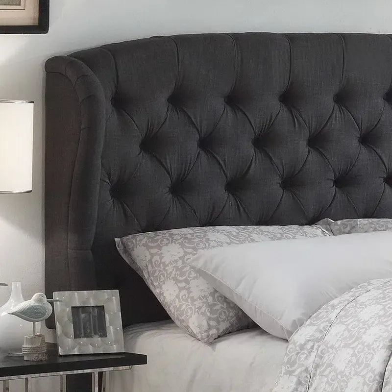 Moser Bay Furniture Feliciti Tufted with Wings Upholstery Headboard, Queen Size, Grey