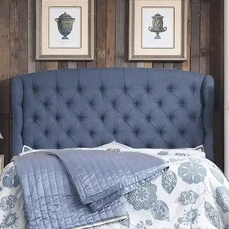 Moser Bay Furniture Feliciti Tufted with Wings Upholstery Headboard, Queen Size, Grey