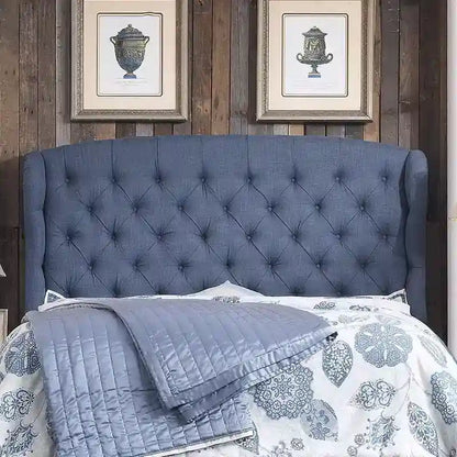 Moser Bay Furniture Feliciti Tufted with Wings Upholstery Headboard, Queen Size, Grey