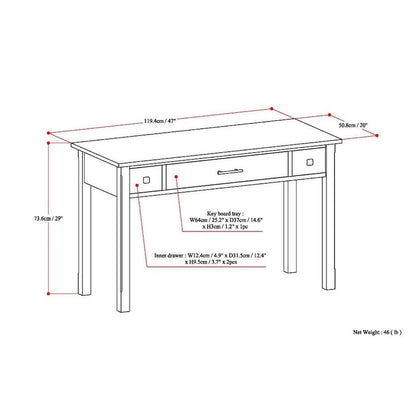 WYNDENHALL Franklin SOLID WOOD Contemporary Writing Office Desk