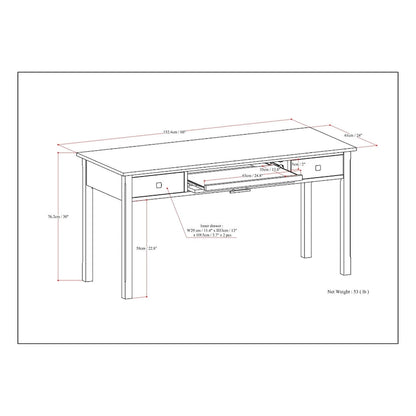 WYNDENHALL Franklin SOLID WOOD Contemporary Writing Office Desk