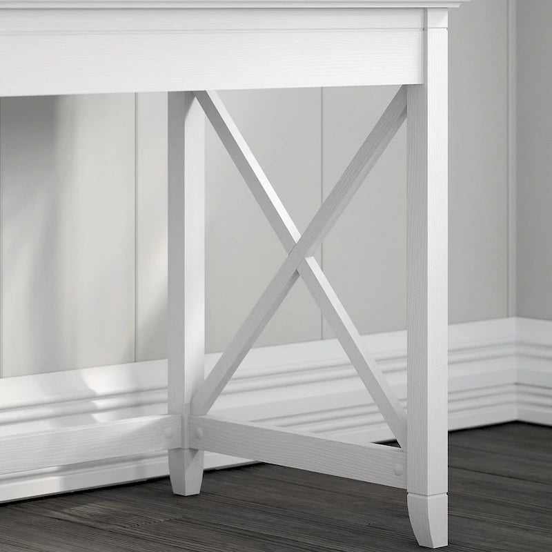 Key West 60W L Desk with File Cabinets and Bookcase by Bush Furniture