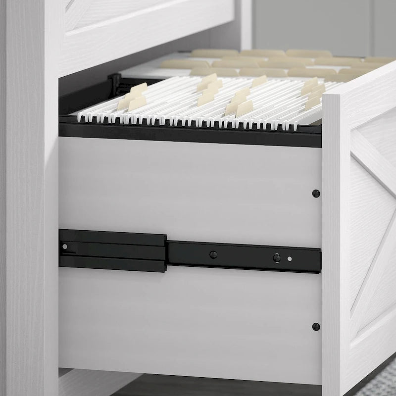 Key West 60W L Desk with File Cabinets and Bookcase by Bush Furniture