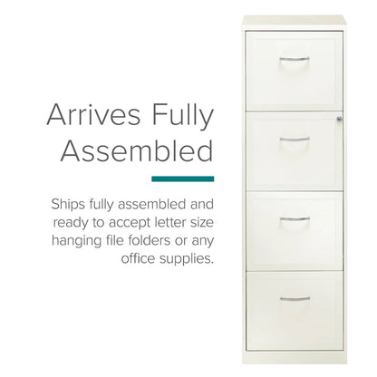 Space Solutions Pearl White 4 Drawer Metal Vertical File Cabinet