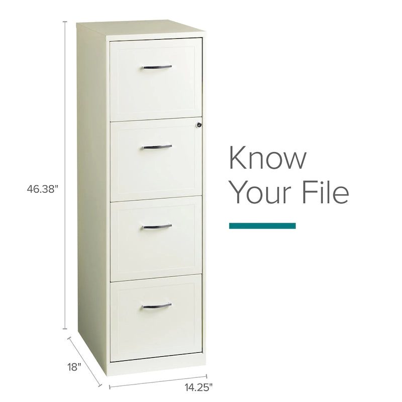 Space Solutions Pearl White 4 Drawer Metal Vertical File Cabinet