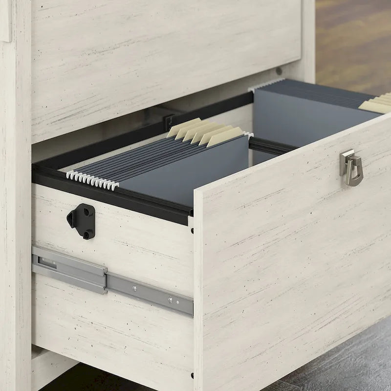 Bush Furniture Salinas 60W L Shaped Desk Office Suite in Antique White