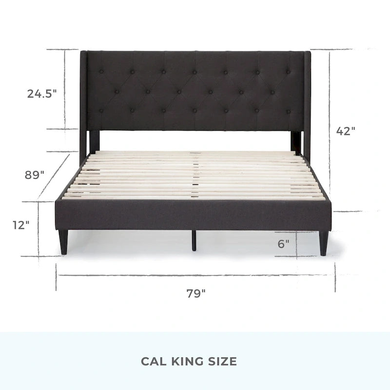 Brookside Isabelle Button Tufted Wingback Upholstered Bed