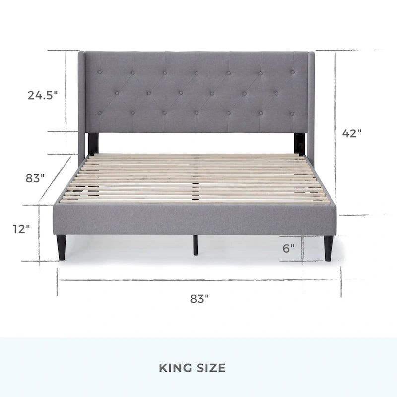 Brookside Isabelle Button Tufted Wingback Upholstered Bed