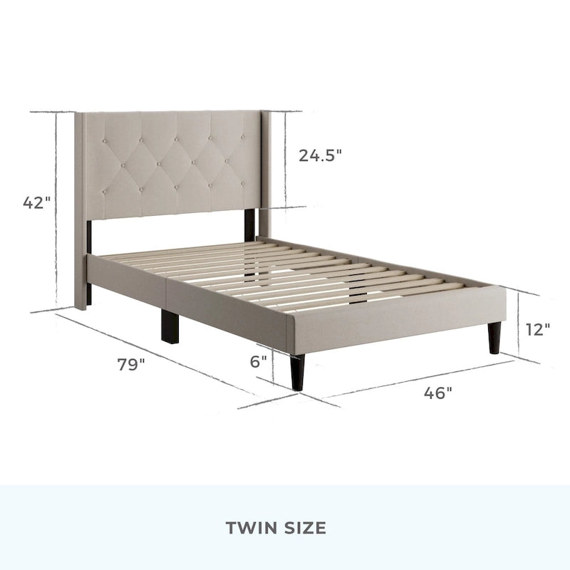 Brookside Isabelle Button Tufted Wingback Upholstered Bed