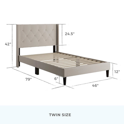 Brookside Isabelle Button Tufted Wingback Upholstered Bed