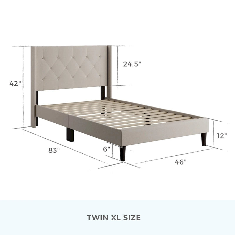 Brookside Isabelle Button Tufted Wingback Upholstered Bed
