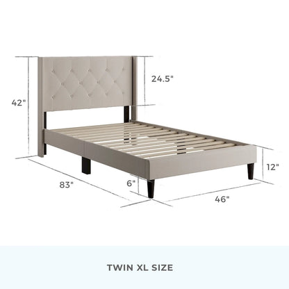 Brookside Isabelle Button Tufted Wingback Upholstered Bed