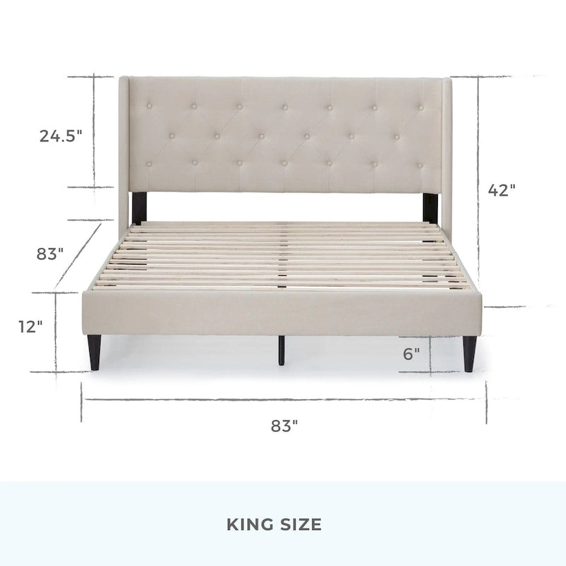 Brookside Isabelle Button Tufted Wingback Upholstered Bed