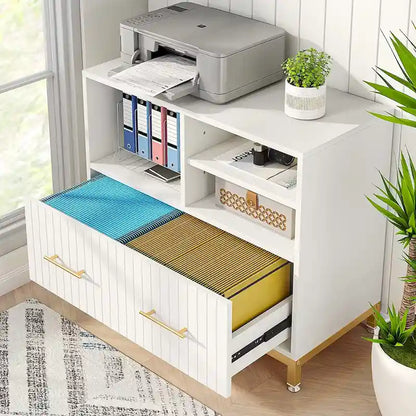 Wood Lateral File Cabinet with Drawer for Letter or A4 Size Files